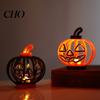Desktop Pumpkin Decor Halloween Lantern, LED Light Up Hollow Ornament, Battery Operated Decorative Ornaments Statue with Warm for Indoor Outdoor Party