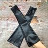 Long Arm Warmer Fingerless Gloves Black Women Gloves PU Leather Gloves  Dance Performance