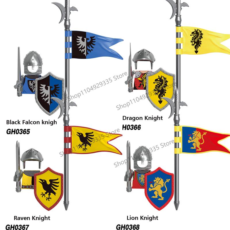 Figuras de Soldados Militares Medievales MOC Bloques de Construcción Castillo Águila Negra Lobo Pulpo Grifo Caballero Antiguo Armas Ladrillos Juguetes