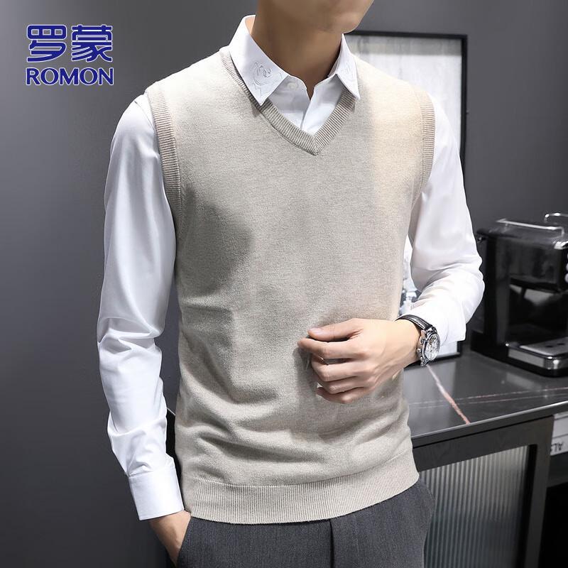Romon Men's V-Neck Knit Vest Sweater
