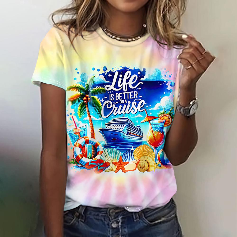 Summer Gradient Print Tshirt For Women Butterfly Pattern Tops Fashion Casual Loose T Shirt Oversized Short Sleeve Aesthetic Clot