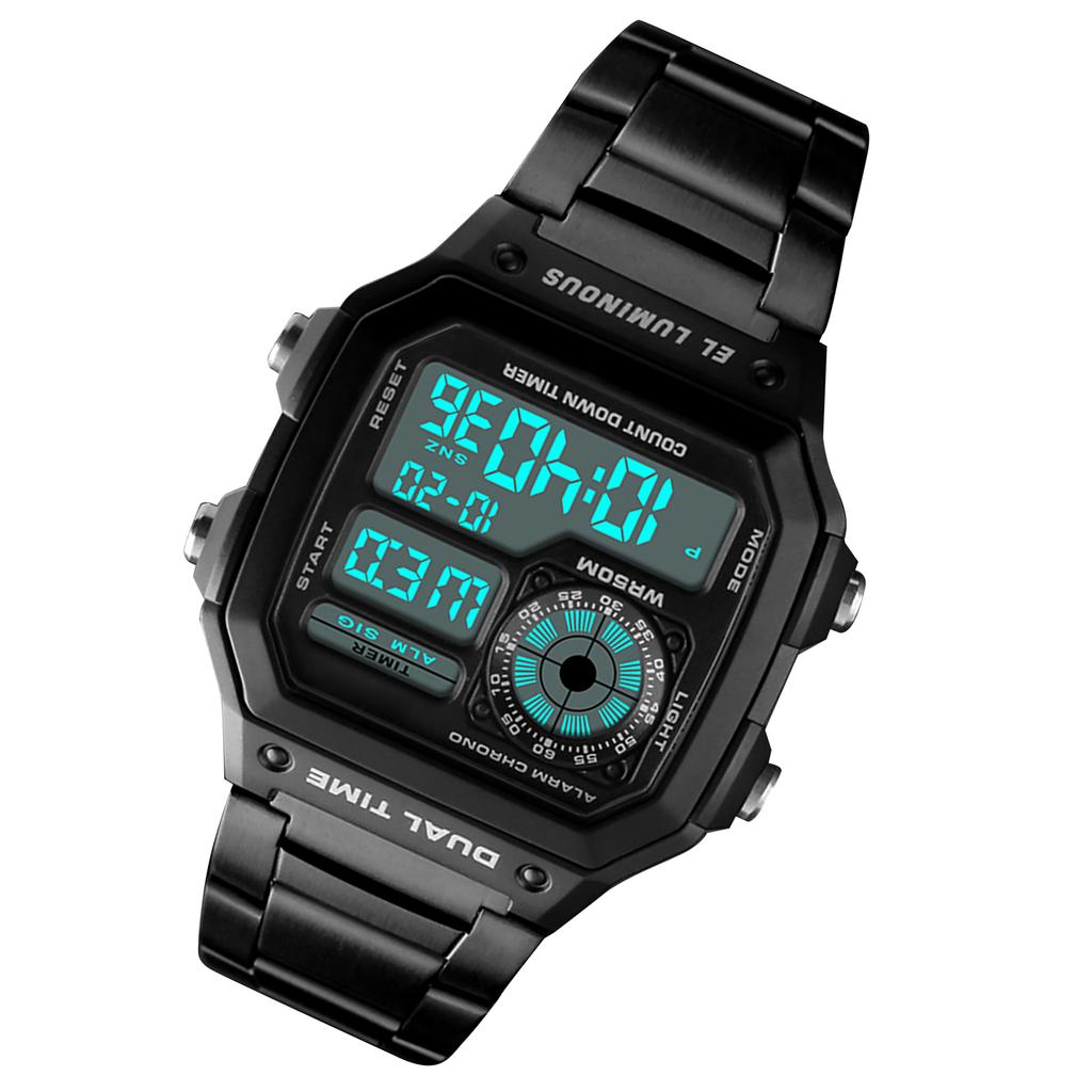   Sport Stainless Steel Men    Water-resistant Digital Backlight Man Wristwatch Male Relogio Musculino Chronograph