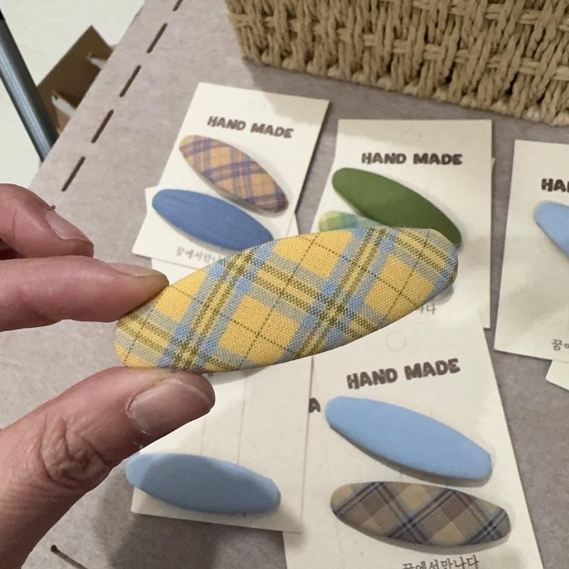 Korean Purple Series Fabric Plaid BB Clip: Elegant Side Bangs & Versatile Flyaway Hair Accessory