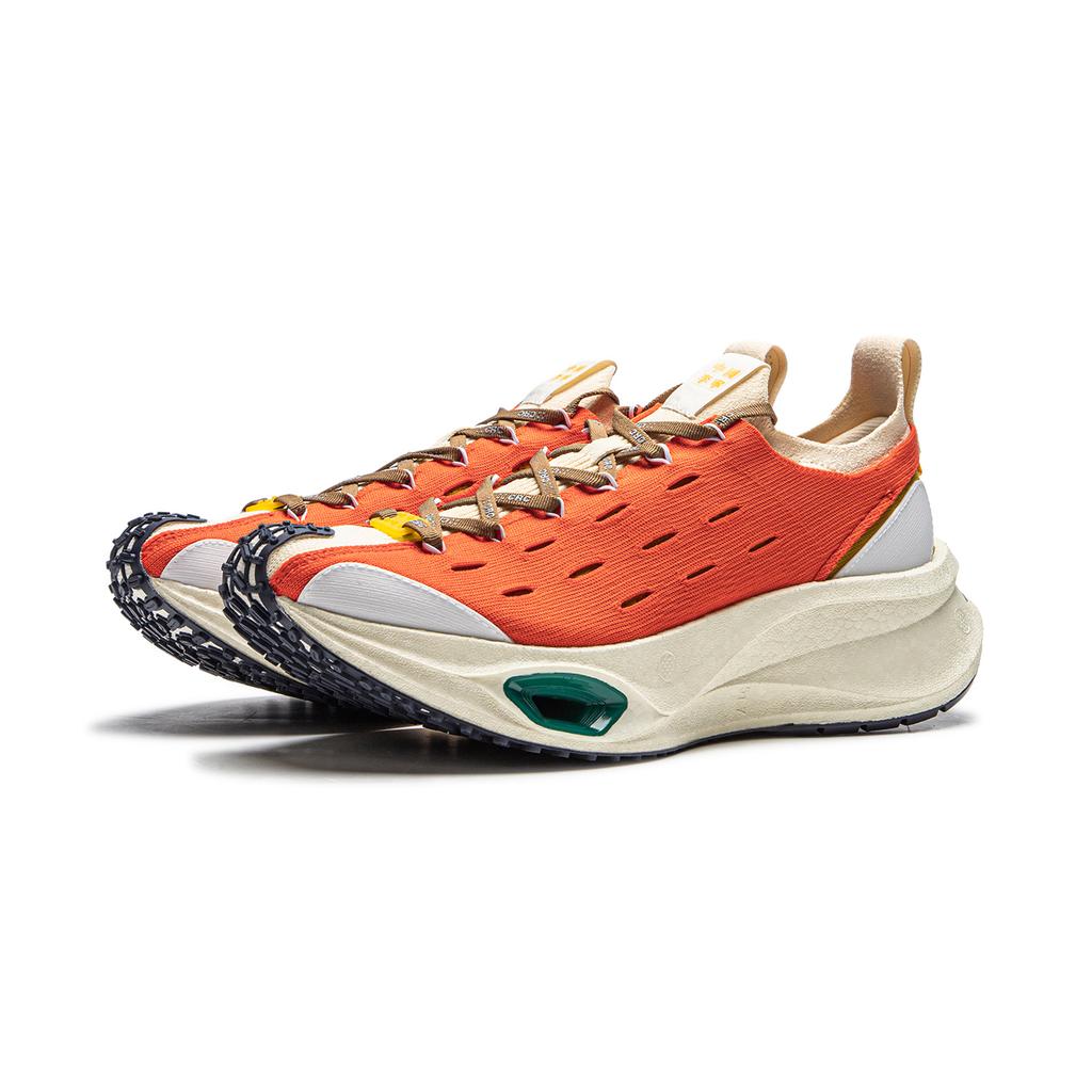 Li Ning Trend Series Fly Electric CRC Shock Absorbing Wear Resistant Low Top Casual Running Shoes Unisex Sneaker Orange White AZGU043-4