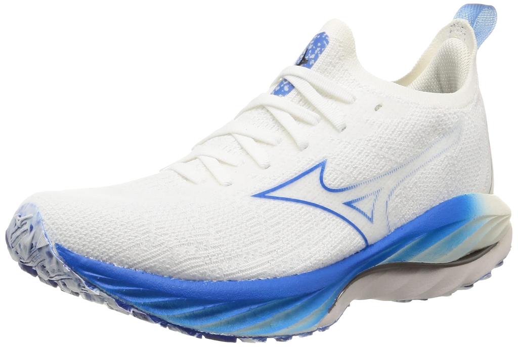Mizuno Wave Neo Wind Running 2E Shoes, Jogging, Marathon, Sports, Training, Lightweight, Men's, White/Blue, 26.0 cm,