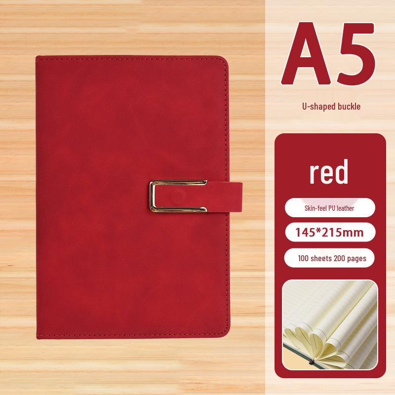 High-End Soft Leather Business Notebook with Magnetic Buckle and Custom Logo - Ideal Gift Set