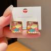 1011 New French Retro Heart-shaped Colored Enamel Drip Glaze Earrings Women's Niche Versatile Temperament Stud Earrings