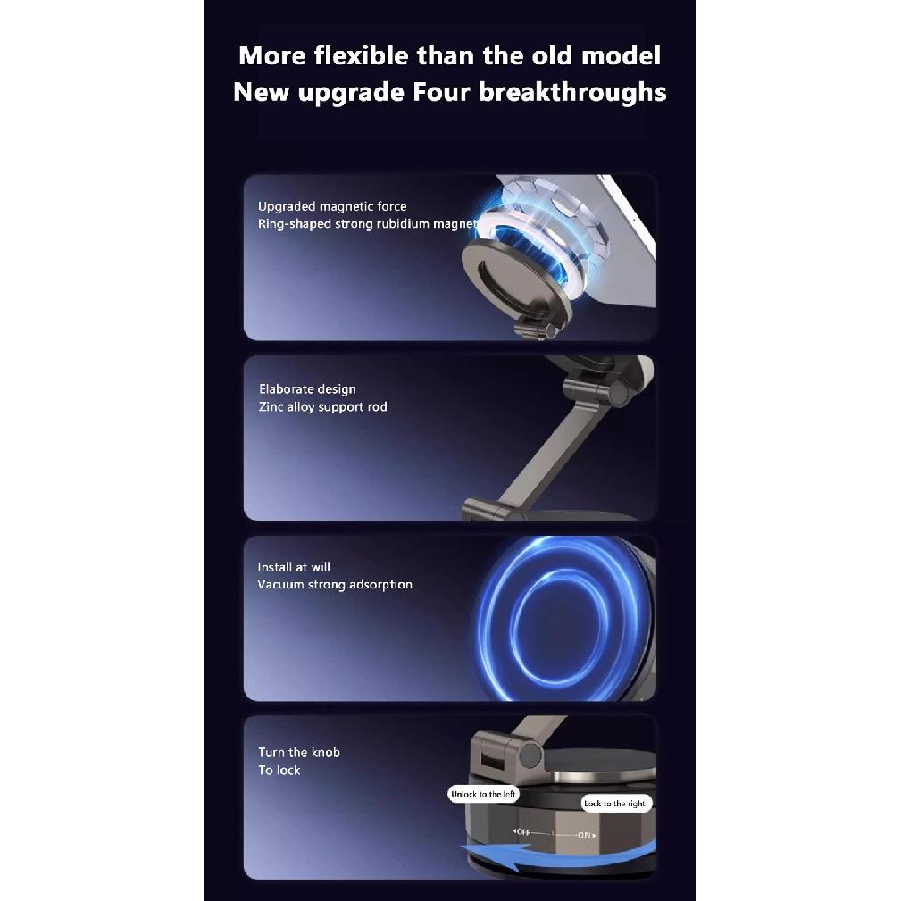 Vacuum Suction Phone Holder Magnetic Car Navigation Bracket 360 Degree Rotation For Xiaomi Iphone Huawei Multyple Phone