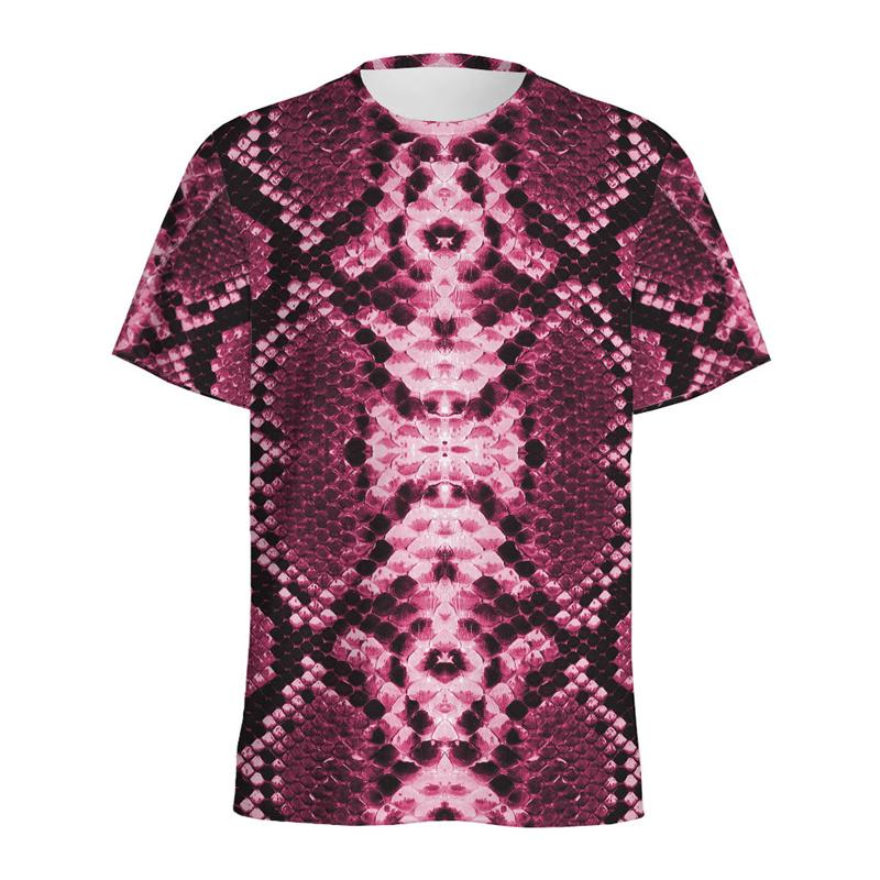Fashion Snake Scales Pattern T-shirt For Men 3D Printed Animal Skins Graphic Round Neck Tee Shirt