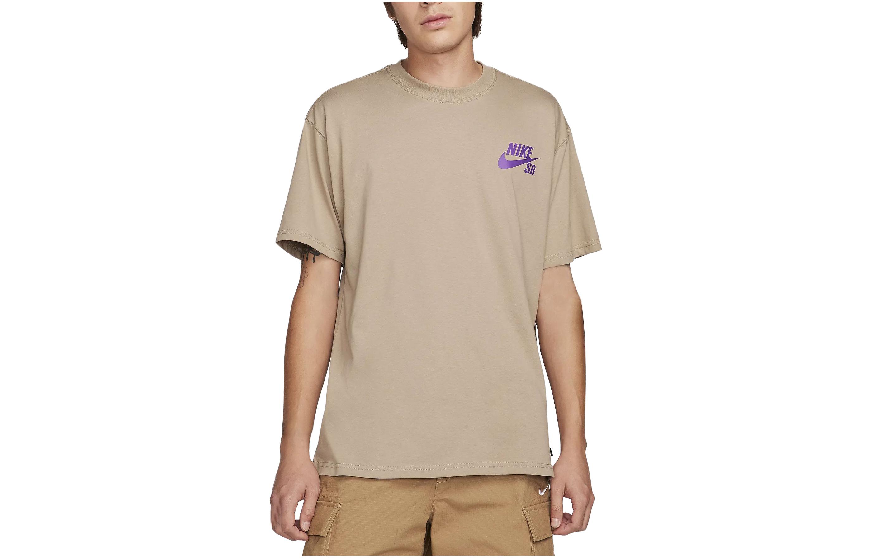 Nike T Shirts Men s Khaki Crew Neck Moderate Straight Fit DC7818-248 XL