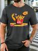 Unisex Crew Neck Tee Funny Fry Selfie Cartoon French Fries Print Short Sleeve Top Summer Daily Outdoor Loose Soft Casual Basic Wear