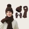 Knitted Hat Scarf Gloves Women's Winter Thick Ear-Warming Hat and Neck Warmer Set 3Pcs