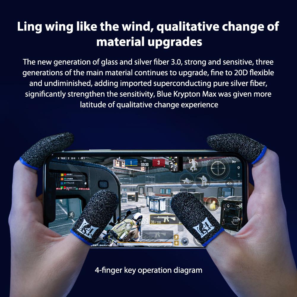 1Pair Finger Glove Fingertips Cot Sweatproof Gaming Finger Sleeves Breathable Game Controller Finger Sleeve for PUBG Mobile Game