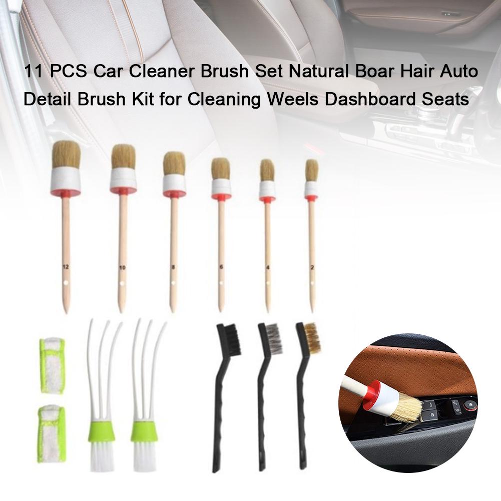 Buy 11 PCS Car Cleaner Brush Set Natural Boar Hair Auto Detail Brush