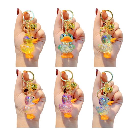 Schlüsselanhänger Transparent Macaron-Farbe Perlen Schlüsselkette mit Entenanhänger Tragbar Anti-Verlust Handy-Kettenbeutel Aufhänger