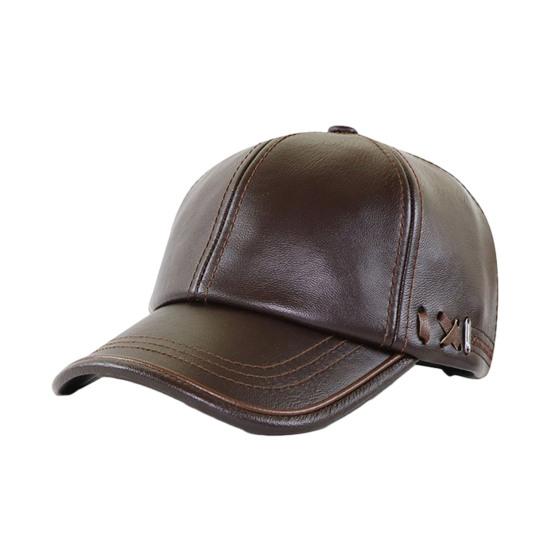 

Чоловічий капелюх Регульована бейсболка зі штучної шкіри з вітрозахисним капюшоном Щільно прилягаючий дизайн однотонний Осінь Зима Вуличний повсякденний капелюх колір темно кави