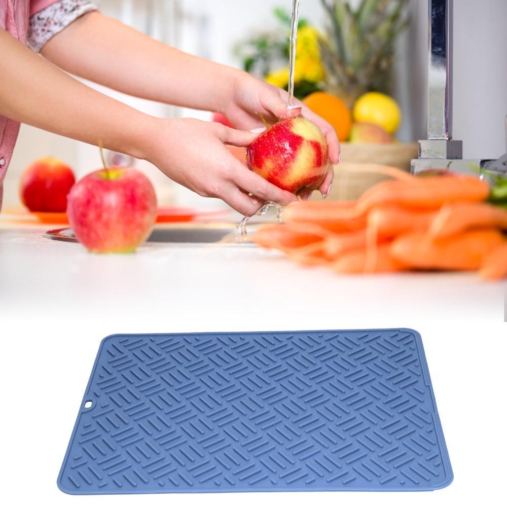 Multiple Optional Color Water Drying Pad Silicone Sink Anti-slip Cushion Tableware  Mat  Bathroom