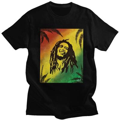 Niestandardowe koszulki Jamaica Reggae Rock Bob Marley dla mężczyzn 100% bawełna T-shirty Koszulki Codzienne Koszulki Ubrania