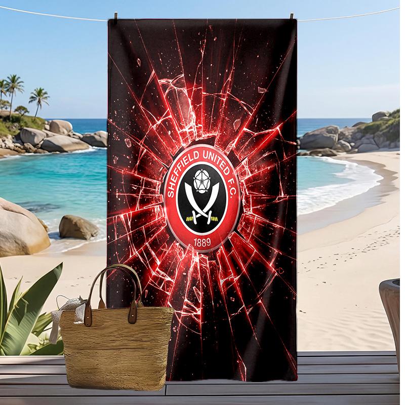 Asciugamano da Spiaggia con Stampa Calcio Sheffield United, Asciugamano Grande Morbido Asciugatura Rapida per Spiaggia Campeggio Nuoto