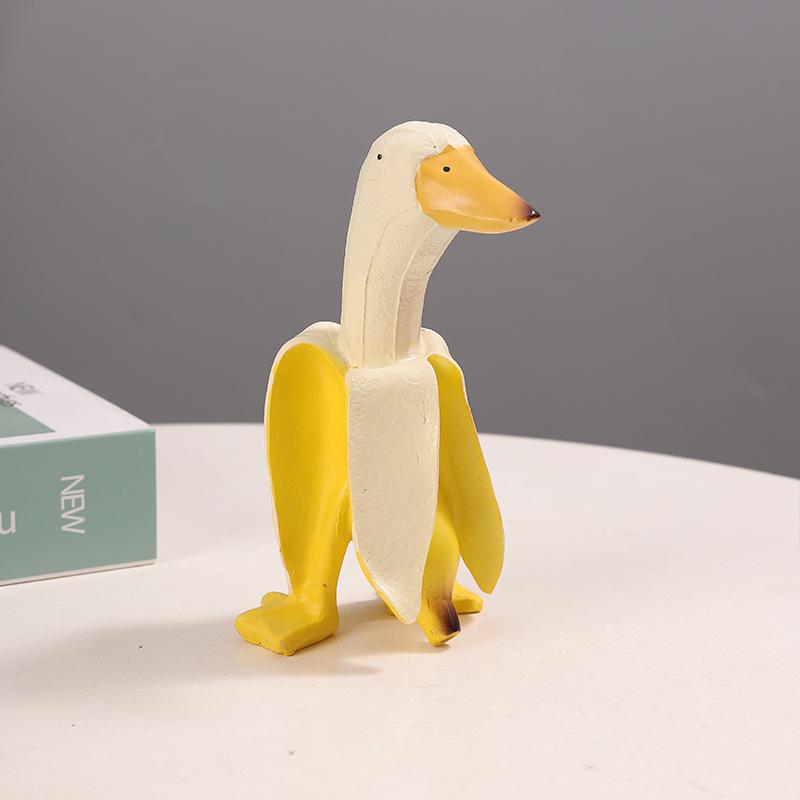 Bananen-Ente, kreative Gartendekoration, Skulpturen, Hof, Vintage-Gartendekoration, Kunst, skurrile geschälte Bananen-Ente, Heimstatuen, Kunsthandwerk