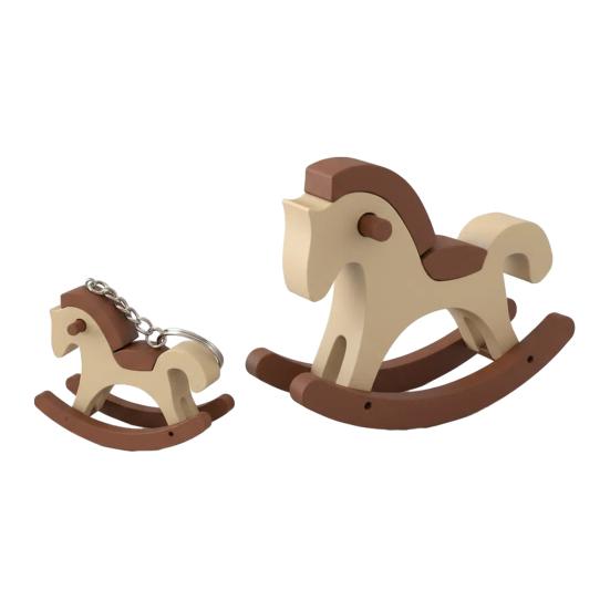 3D Printed Rocking Horse Figurine Miniature Cartoon Rocking Horse Keychain Statue Home Office Living Room Desktop Decoration Ornament