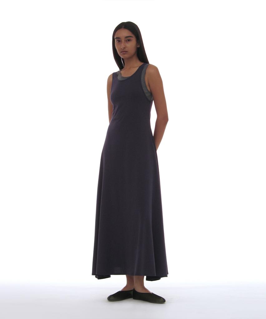Partimento Woman Pwc Overlay Sleeveless Maxi Dress_Navy