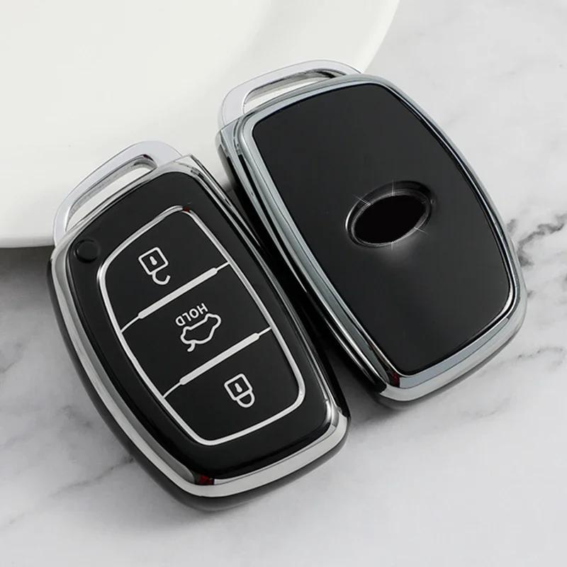 For Hyundai Tucson Santa Fe Rena Sonata Elantra Creta Ix35 Ix45 I10 I30 I40 3/4 Buttons Tpu Car Smart Key Case Cover Accessories