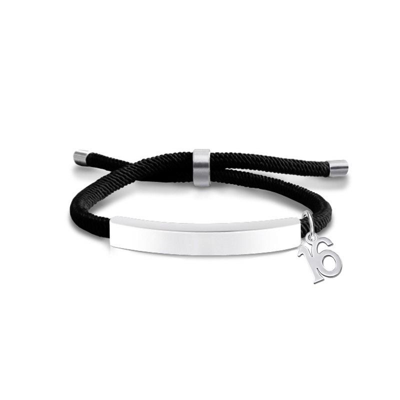 Multi-color Engravable Stainless Steel Bracelet with Number 16 Charm