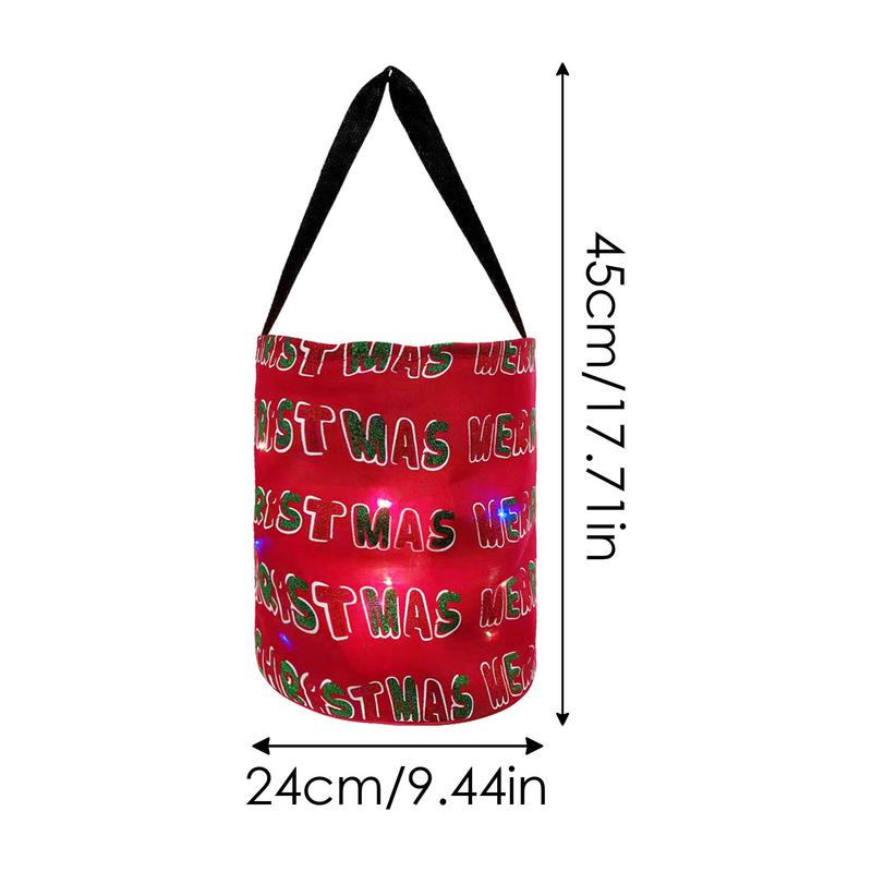 LED Halloween Bucket Multipurpose Reusable Goody Bucket Polyester Multipurpose Reusable Goody Bucket Glowing Christmas Candy Bag