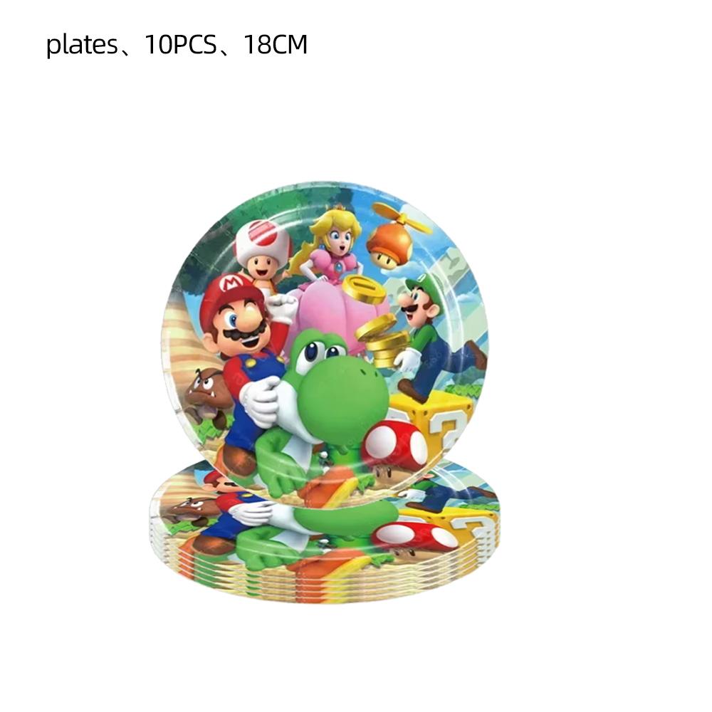 Super Mario Birthday Party SuppliesSet-Theme Inclusive Balloons Cake Topper BannerTableware Paper Plates & Napkins for Christmas
