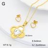 Stainless Steel Gold Flower Set Women 4pcs Necklace Earrings Bracelet Ring Cubic Zirconia Luxury Wedding Party Anniversary Gift
