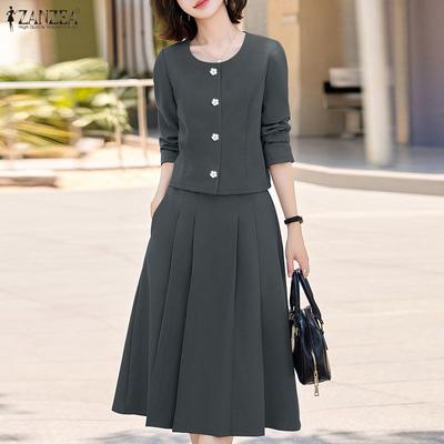 Women Long Sleeve Blouse and Skirts Casual Two Piece Suit Sets