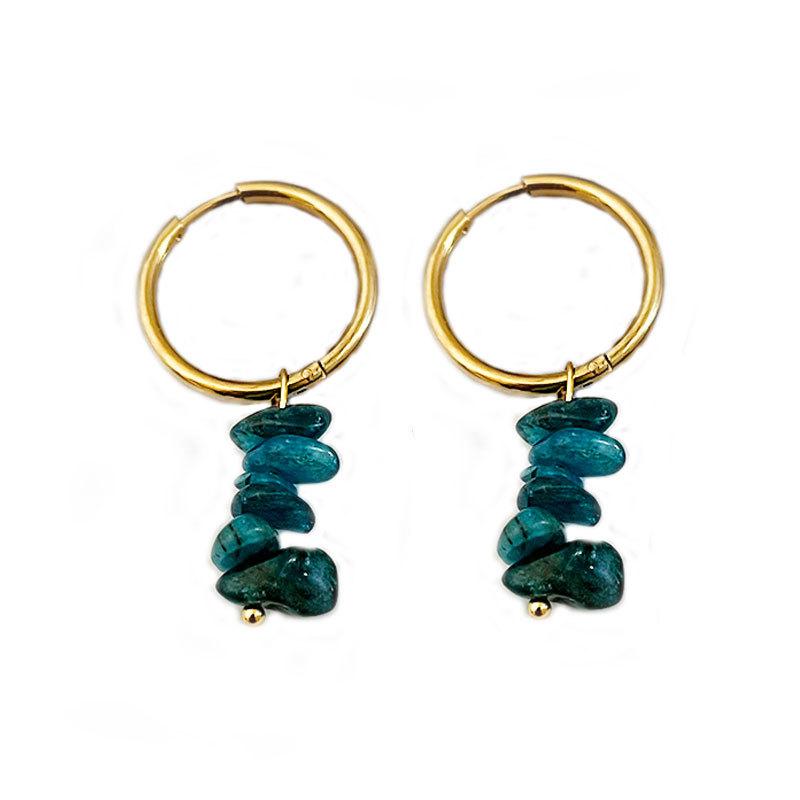 Fashion Light Luxury Red Natural Stone Beaded Stainless Steel Earrings For Women