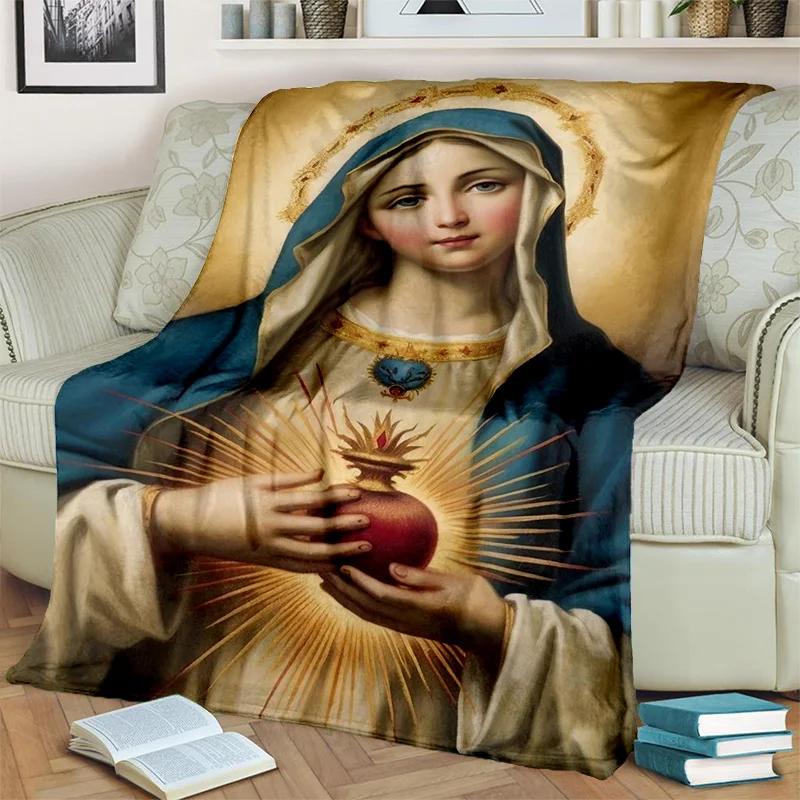 3D Blessed Virgin Mary Jesus HD Blanket,Soft Throw Blanket for Home Bedroom Bed Sofa Picnic Travel Office Rest Cover Blanket Kid