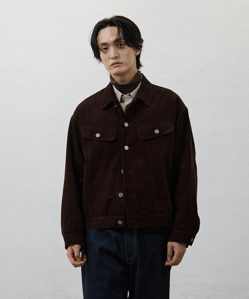 Youth Corduroy Textured Jacket - Brown