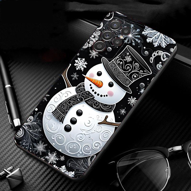 Phone Case For Samsung Galaxy S25 S24 S23 S22 S21 Ultra S24 S23 S22 S21 S25 Plus S24 S25 FE Cute Snowman Christmas