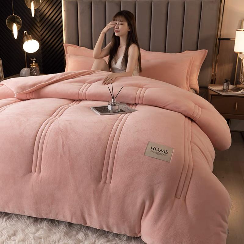 Thicken Lamb Double-faced Velvet Quilt Super Warm Winter Comforter Home Hotel Single Double Luxury Blanket Soft Quilt Duvets