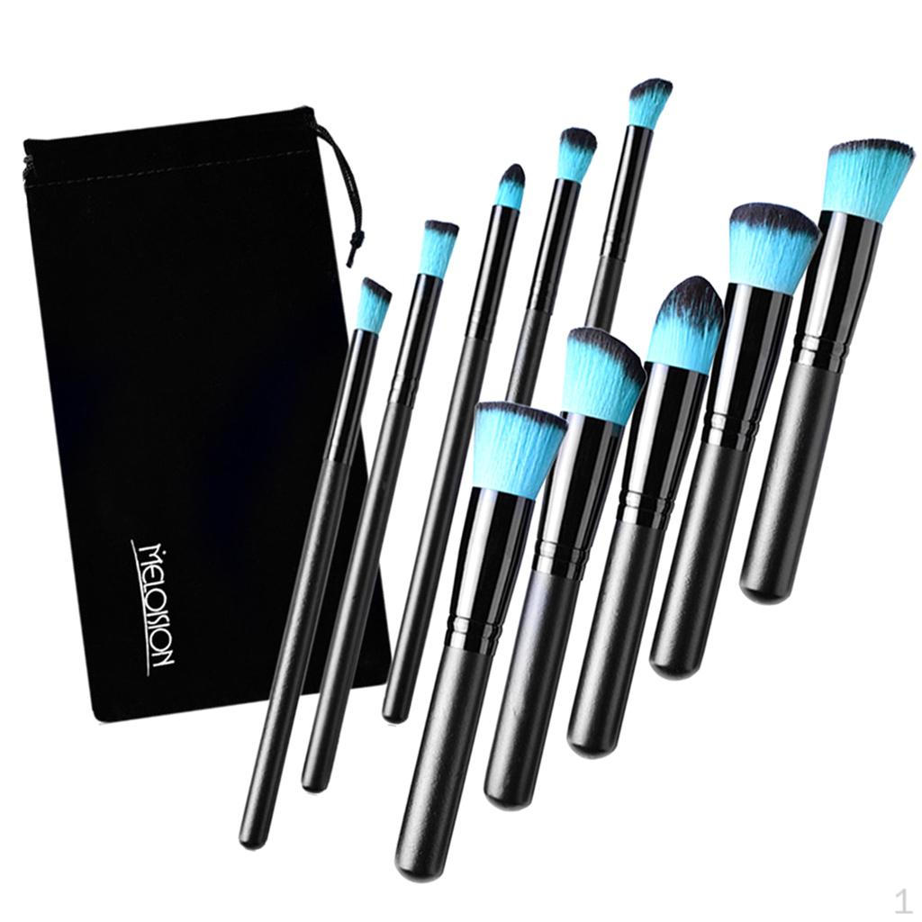 

10 Pcs Makeup Brush Set Professional Wood Handle Foundation Blending Blush Concealer Eye Cosmetics
