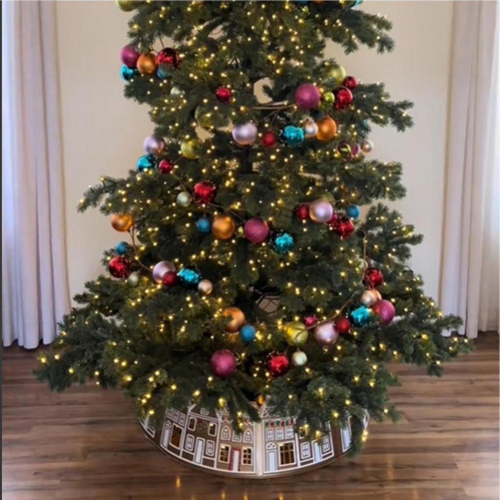 Christmas Tree Gingerbread House Collars LED Xmas Tree Gingerbread House Skirt Collar Holiday Supplies for Fireplace Entryway