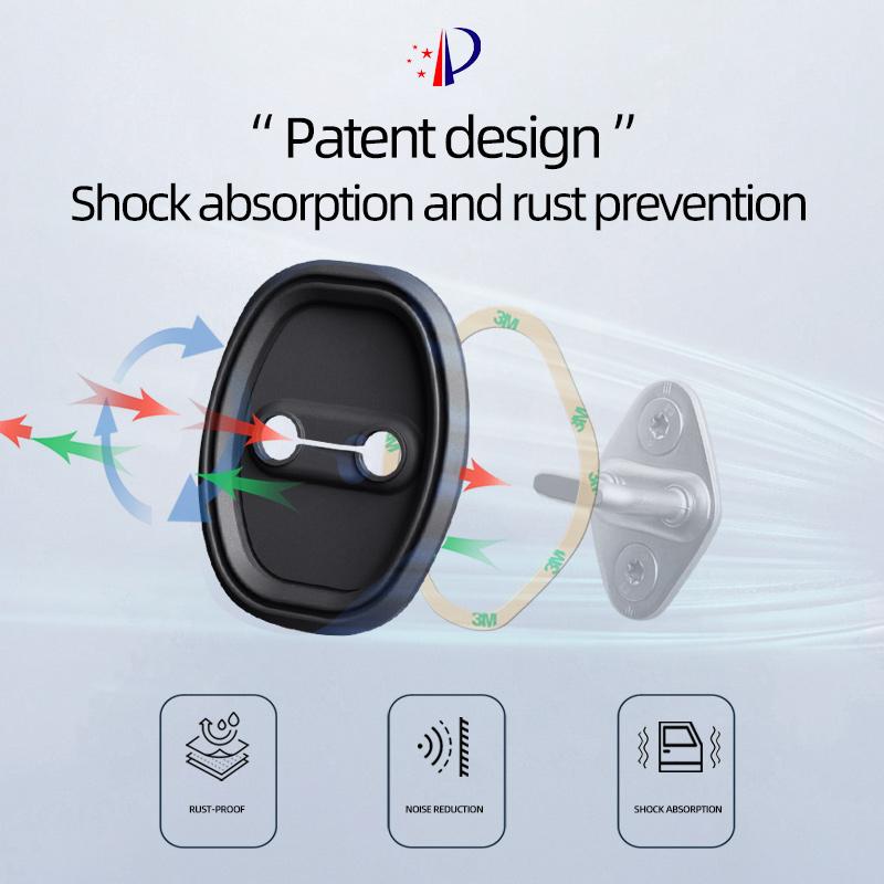 4Pieces Black Silicone Doors Lock Buckle Cover Protective Sleeve Shock Mat for Chery Tiggo7 Tiggo5X Tiggo8 Arrizo8 Jetour X70