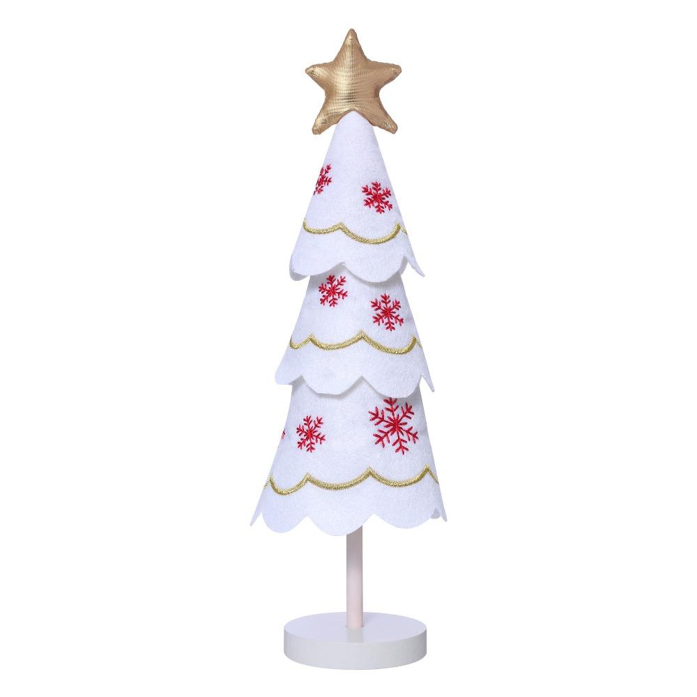 3D Christmas Tree Wooden Ornament Fabric Cute Christmas Decoration Embroidery Snowflake Tabletop Small Ornaments Window