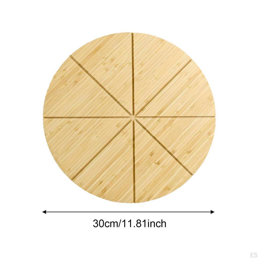 Pizza Cutting Board Bamboo Tray Food Prep Cheese Serving Platter with Grooves for