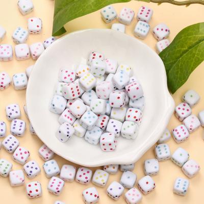 Acrylic Square Dice Beads DIY 8mm Spacer Beads Accessories 30Pcs Jewelry Making Bracelet Necklace