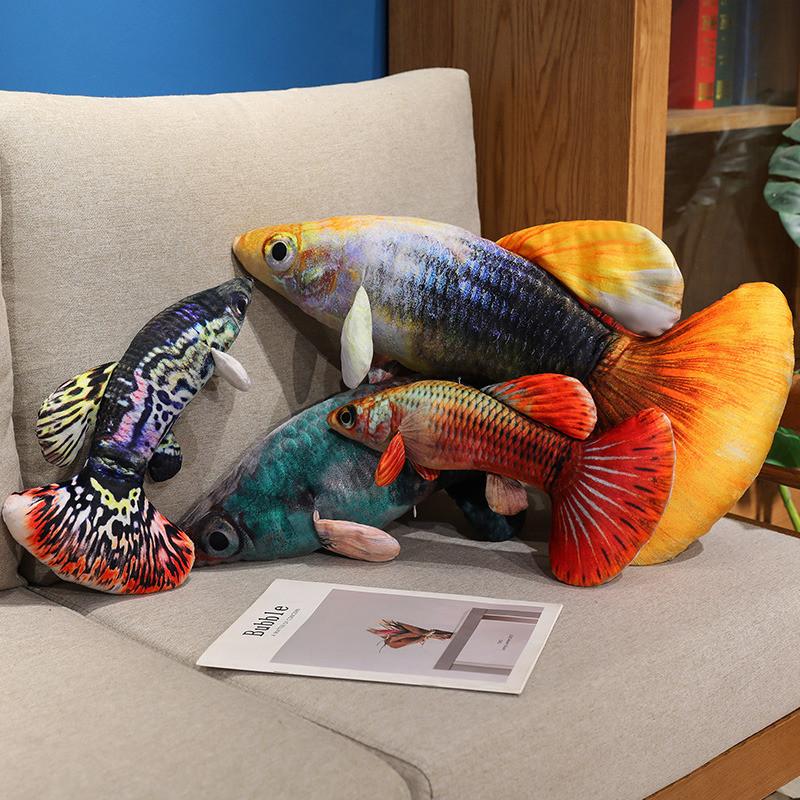 Plush Peacock Fish Toy With Short Plush Material For Home Decor And Kid Play