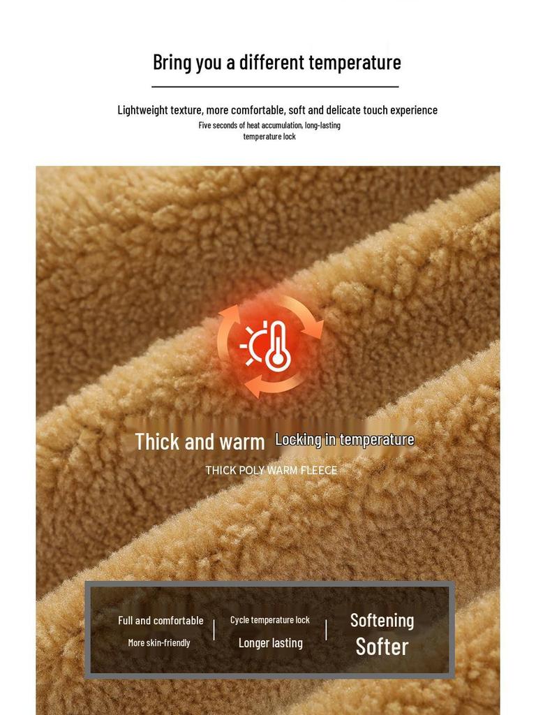 Men's Thick Corduroy Jacket with Fleece Lining - Long Sleeve Warm Cotton Outerwear