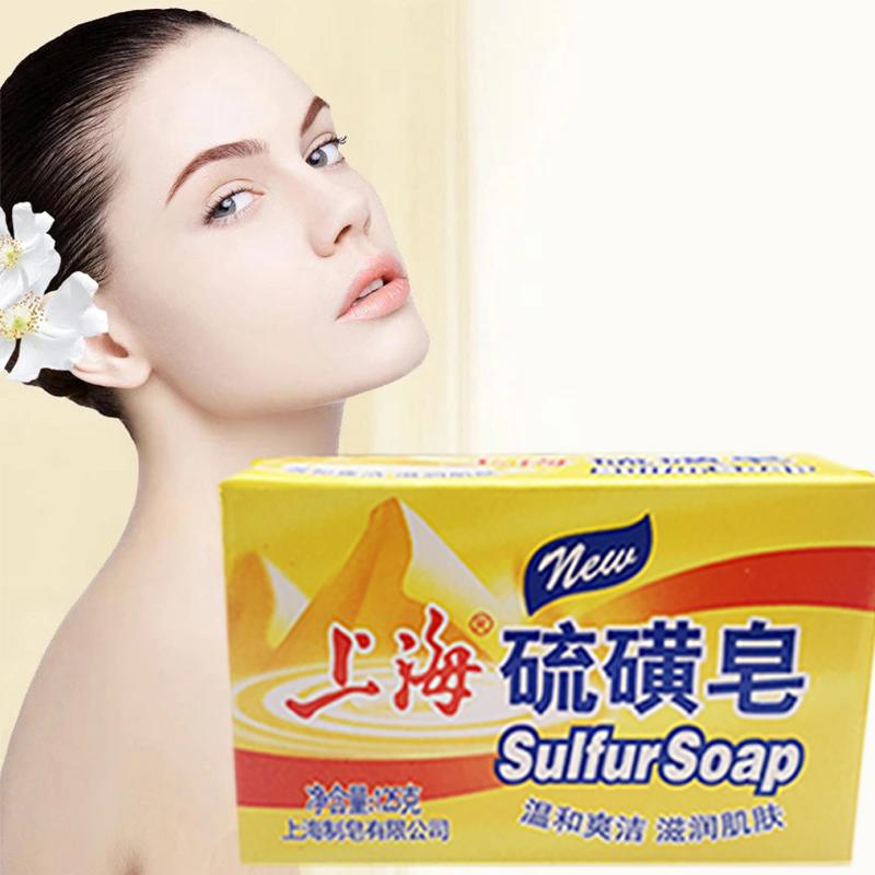 Savon au soufre nettoyant pour le visage Savon au soufre de Shanghai Contrôle du sébum Adoucissant à la kératine Barre de savon obstruant les pores Sûr Hypoallergénique Pour les peaux grasses