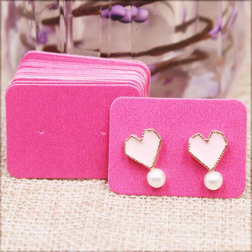 100pcs Cute Solid Color Earring Paper Package Card DIY Small Stud Earring Card White Kraft Pink Jewelry Display Card