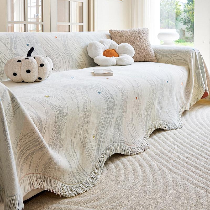 Shenier Thickening Warm Sofa Cover Anti Cat Scratch All Season Universal Sofa Towel Sofa Protect Cover with Tassel Couch Blanket
