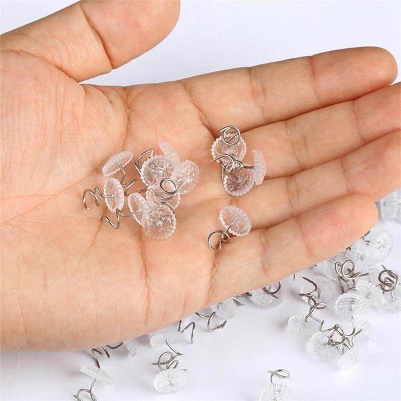 10-100 Pezzi Puntine Trasparenti a Vite per Telo Divano, Puntina di Plastica con Vite, Fibbia di Sicurezza per Coperte Fisse