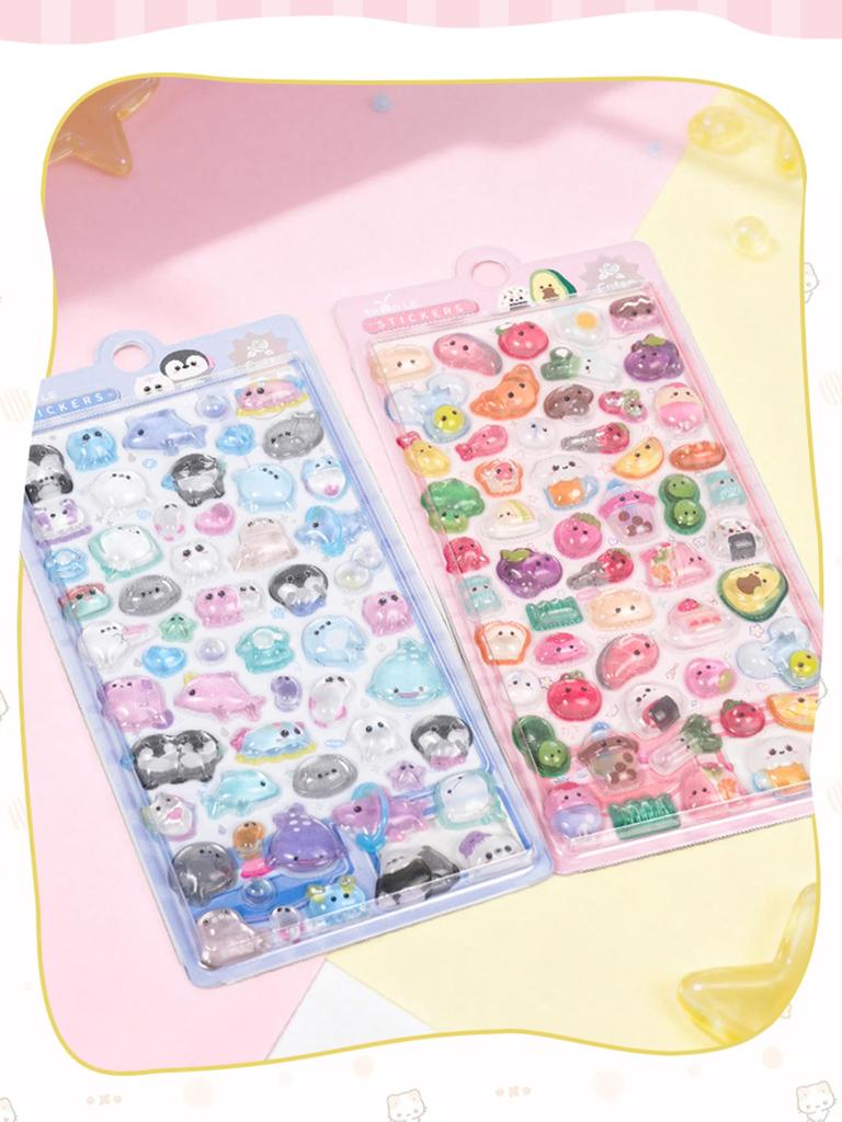 KRGNPLE 2026 Nova Coleção 3D Adesivos Fofos com Exquisite Perfeito para Planner Criativo e Presentes Modelo, Qualidade de Loja, Pacote com 2 Adesivos, Padrões,